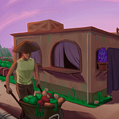 Concept art: pueblo. Un progetto di Illustrazione tradizionale, Cinema, video e TV, Animazione, Illustrazione digitale, Videogiochi, Arte concettuale e Progettazione di videogiochi di David González - 09.03.2022