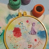Mi Proyecto del curso: Técnicas básicas de bordado y acuarela. Painting, Watercolor Painting, Embroider, and Textile Design project by Claudia Coria - 03.09.2022