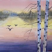 Mi Proyecto del curso: Paisajes atmosféricos en acuarela. Fine Arts, Painting, and Watercolor Painting project by Ventura Labbé - 03.08.2022