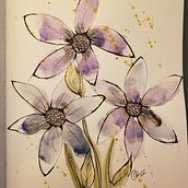 Loose floral line and wash. Painting project by Candace Miller - 03.14.2022