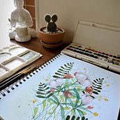 Mi Proyecto del curso: Creación de una composición floral con acuarela. Traditional illustration, Fine Arts, Painting, Watercolor Painting, Botanical Illustration, and Naturalistic Illustration project by Paola castillo - 03.14.2022