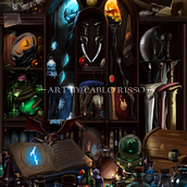 Estantería fantástica Dungeons and Dragons. Un projet de Peinture numérique de Pablo Risso Brun - 04.10.2021