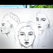 Mon projet du cours : Portraits féminins ❤️. Sketching, Drawing, Portrait Drawing, Artistic Drawing, and Sketchbook project by oayana.art - 03.06.2022