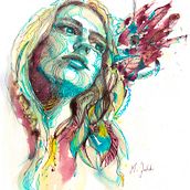 Mi Proyecto de Retrato experimental con tinta, alcohol y té. Un proyecto de Bellas Artes, Pintura, Dibujo e Ilustración con tinta de MONICA JALDO CORBALAN - 18.03.2022