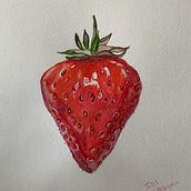 Strawberry in Watercolor. Watercolor Painting, Painting, Traditional illustration, Arts, and Crafts project by Isis Atena Parada Lima - 03.18.2022