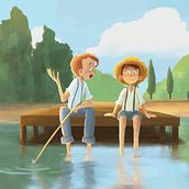 Tom and Huck. Traditional illustration project by Milagros O´Brien - 03.18.2022