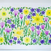 My project for course: Vibrant Floral Patterns with Watercolors. Un proyecto de Ilustración tradicional, Pattern Design, Pintura a la acuarela e Ilustración botánica de Olena Demianenko - 21.03.2022