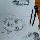 Mein Kursprojekt: Skizzenbuch für Porträts: Erkunde das menschliche Gesicht. Esboçado, Desenho, Desenho de retrato, Desenho artístico, e Sketchbook projeto de Anika Fanenbruck - 22.03.2022