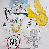 Initial à Poudlard. Traditional illustration project by Rose FG - 09.19.2021