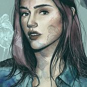Mon projet du cours : Portrait illustré avec Procreate. Traditional illustration, Vector Illustration, Digital Illustration, and Portrait Drawing project by fredrubio74 - 03.23.2022