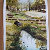 Paisaje natural en acuarela. Un proyecto de Ilustración tradicional, Artesanía, Educación, Bellas Artes, Paisajismo, Pintura, Escultura, Escenografía, Escritura, Collage, Arte urbano, Lettering, Dibujo y Tejido de Flor Miryam Peñuela Capacho - 23.03.2022