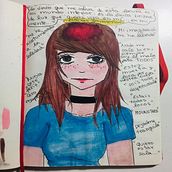 #1 Muriendo por dentro (Libro Rojo). Un projet de Esquisse , Créativité, Écriture créative, Illustration traditionnelle, Dessin au cra, on, Dessin, Dessin de portrait, Dessin aux cra, ons de couleur, Écriture , et Carnet de croquis de Leah - 24.03.2022