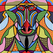 Mandrillo Vanortizzato, con Sticker e Action Figure. Traditional illustration, Vector Illustration, and Digital Illustration project by Giuseppe Astarita - 03.26.2022
