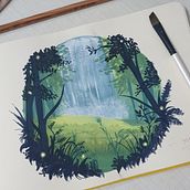 Meu projeto do curso: Pintura de paisagens atmosféricas com guache. Projekt z dziedziny Trad, c, jna ilustracja,  Malarstwo i Malowanie gwaszami użytkownika Bianca Marçal - 26.03.2022