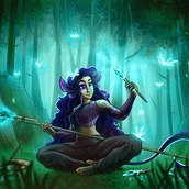 Indigo - SplashArt. Traditional illustration, Sketching, Drawing, Digital Illustration, and Concept Art project by Pamela Guerrero - 03.28.2022