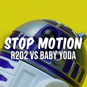R2-D2 vs Baby Yoda | Stop Motion Animation. Un projet de Animation, Vidéo, Stop motion, Animation de personnages , et Postproduction audiovisuelle de James Cao - 23.01.2022