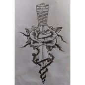 dague traversant une rose. Pencil Drawing project by Laétitia Brandao Dias - 05.17.2021