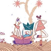 “Olas en el prado”.. Character Design, Digital Illustration, Children's Illustration, Digital Drawing, Children's Literature, Editorial Illustration, and Drawing project by Jorge Cha - 03.31.2022