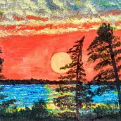 Sunset on Bootlegger's Bay. Painting, Acr, and lic Painting project by Kristan Cannon - 04.04.2022