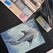 My project for course: Naturalist Illustration Techniques: Whales in Watercolor. Traditional illustration, Poster Design, Digital Illustration, and Manga project by Martha Morales Hernandez - 04.08.2022