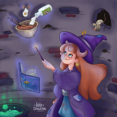 Bruja Martina. Un proyecto de Ilustración tradicional, Pintura, Dibujo, Creatividad, Ilustración digital, Diseño digital y Pintura digital de Irene Carmona - 08.04.2022