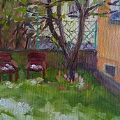 Regines Kursprojekt: Pleinairmalerei in Öl für Anfänger. Der Apfelbaum im Garten. Un progetto di Pittura e Pittura ad olio di regine_duevel - 05.04.2022