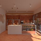 Rosticería : Infografía arquitectónica en 3D. 3D, Architecture, Interior Architecture, Interior Design, Digital Architecture, 3D Design, Architectural Illustration, and ArchVIZ project by Carlos Espinoza - 04.05.2022