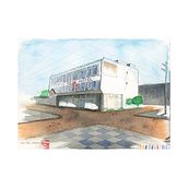 Asia Hotel, Okinawa: Sketching arquitectónico para ilustraciones urbanas. Design, Traditional illustration, Sketching, Architectural Illustration, Sketchbook, ArchVIZ, and Watercolor Painting project by Carlos Rincón - 04.10.2022