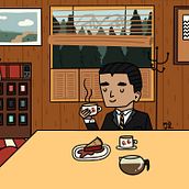 Damn Fine Cup Of Coffee. Traditional illustration, Comic, Drawing, Digital Illustration, Artistic Drawing, and Children's Illustration project by Beatriz Lucendo de Miguel - 04.11.2022