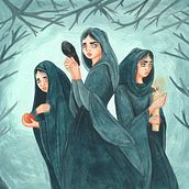 Druidesas_Ilustración tradicional con gouache. Traditional illustration, Gouache Painting, and Watercolor Painting project by Tamara Baz - 04.12.2022