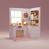 Cozy Kitchen Corner. Un proyecto de Modelado 3D y Diseño 3D de Lavina Flores - 24.03.2022
