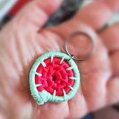 A quick cute key ring to practice coiled weaving . Weaving project by ginettew - 04.14.1964