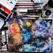 Galaxias y constelaciones. Un progetto di Illustrazione tradizionale, Belle arti, Pittura e Pittura ad acquerello di Williams Aguilera - 16.04.2022