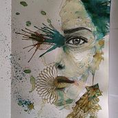 My project for course: Experimental Portraiture with Ink, Tea and Alcohol. Fine Arts, Painting, Drawing & Ink Illustration project by dianauribeporras - 04.16.2022