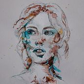 Mon projet du cours : Portrait expérimental à l'encre, à l'alcool et au thé. Un proyecto de Bellas Artes, Pintura, Dibujo e Ilustración con tinta de mlgribouille - 16.04.2022