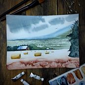 My project for course: Watercolor Landscapes: Experimental Tools and Techniques. Un progetto di Belle arti, Pittura e Pittura ad acquerello di Zsanett Godnics Bakos - 16.04.2022