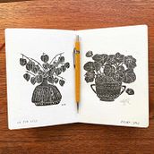 Nasturtiums and Physalis mini Lino Prints. Un progetto di Stampa di Megan Abel - 31.01.2022