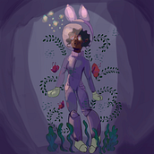 Bunny space underwater girl. Traditional illustration, Drawing, Digital Illustration, Watercolor Painting, and Color Theor project by Ana Beatriz A. Said - 04.12.2022