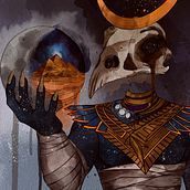 Meu projeto do curso: Técnicas de ilustração com aquarela digital - KHONSU, GOD OF THE MOON. Traditional illustration, Digital Illustration, Watercolor Painting, Portrait Drawing, and Digital Drawing project by inaciogd - 04.24.2022