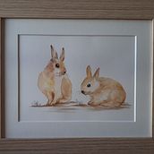 Watercolour Bunnies prior to course. Painting project by Claire Brownlie - 04.25.2022