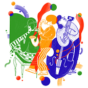 Jazz in da House. Ilustração tradicional, e Design editorial projeto de Leidy Muñoz - 02.05.2019