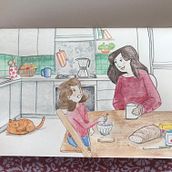 Lovely Breakfast . Traditional illustration, Sketching, Creativit, Drawing, Watercolor Painting, and Sketchbook project by delphinebrisset - 04.26.2022