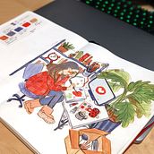 My project for course: Exploratory Sketchbook: Find Your Drawing Style. Un proyecto de Ilustración tradicional, Bocetado, Creatividad, Dibujo, Pintura a la acuarela, Sketchbook y Pintura gouache de Iana Bardash - 28.04.2022