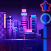 Ciudad con luces de neon. Design, Traditional illustration, Graphic Design, Lighting Design, Vector Illustration, Digital Illustration, Digital Design, and Digital Drawing project by Carlota Rodríguez - 04.28.2022