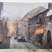 Mein Kursprojekt: Stadtlandschaften in Aquarell. Fine Arts, Watercolor Painting, and Architectural Illustration project by Andre - 04.29.2022