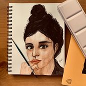 Mi Proyecto del curso: Cuaderno de retratos en acuarela. Un proyecto de Pintura, Pintura a la acuarela, Dibujo de Retrato y Sketchbook de Elsie Art - 01.05.2022