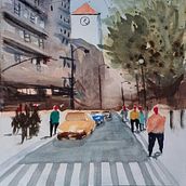 My project for course: Urban Landscapes in Watercolor. Fine Arts, Watercolor Painting, and Architectural Illustration project by cristina_mucea - 05.01.2022
