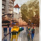 My project for course: Urban Landscapes in Watercolor. Un proyecto de Bellas Artes, Pintura a la acuarela e Ilustración arquitectónica de Siny - 01.05.2022