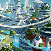 Mars Pop Downtown 3D environment.. Un progetto di 3D e Progettazione di videogiochi di Rohaan Allport - 28.03.2020