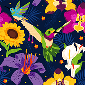 Mom’s Garden 💐. Un proyecto de Pattern Design, Ilustración vectorial, Ilustración tradicional y Diseño de vestuario de Kropsiland - 02.05.2022